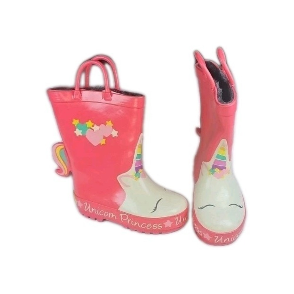 Unicorn Princess- Western Chief Snow/Rain Boots Toddler Size 7/8  Pull Handles